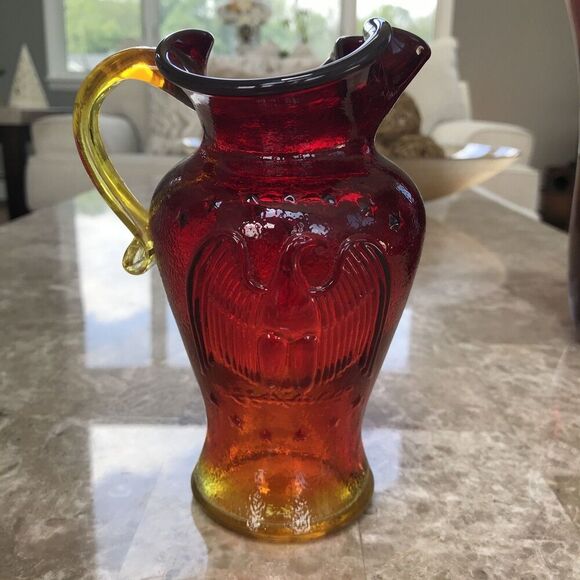 Kanawha Amberina American Eagle Pitcher - Picture 1 of 4